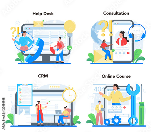 Technical support online service or platform set. Idea of customer service