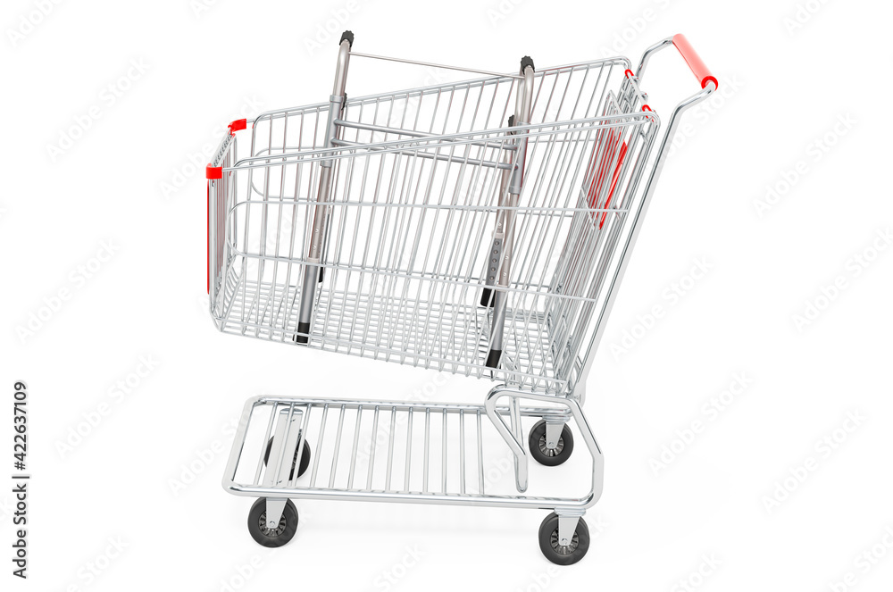 Shopping cart with walking frame, 3D rendering