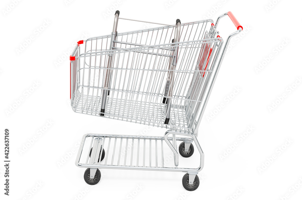 Shopping cart with walking frame, 3D rendering Shopping cart with walking frame, 3D rendering