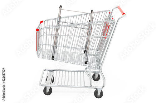 Shopping cart with walking frame, 3D rendering
