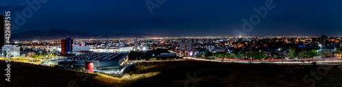 Night panorama of the city of León, Guanajuato, Mexico. Urban concept.