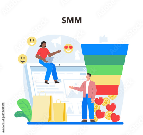 SMM concept. Social media marketing, advertising of business