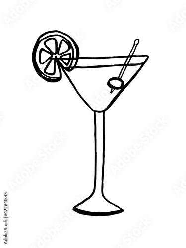 martini glass with olives