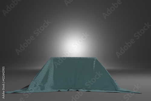 3D Illustration of a podium covered with cloth
