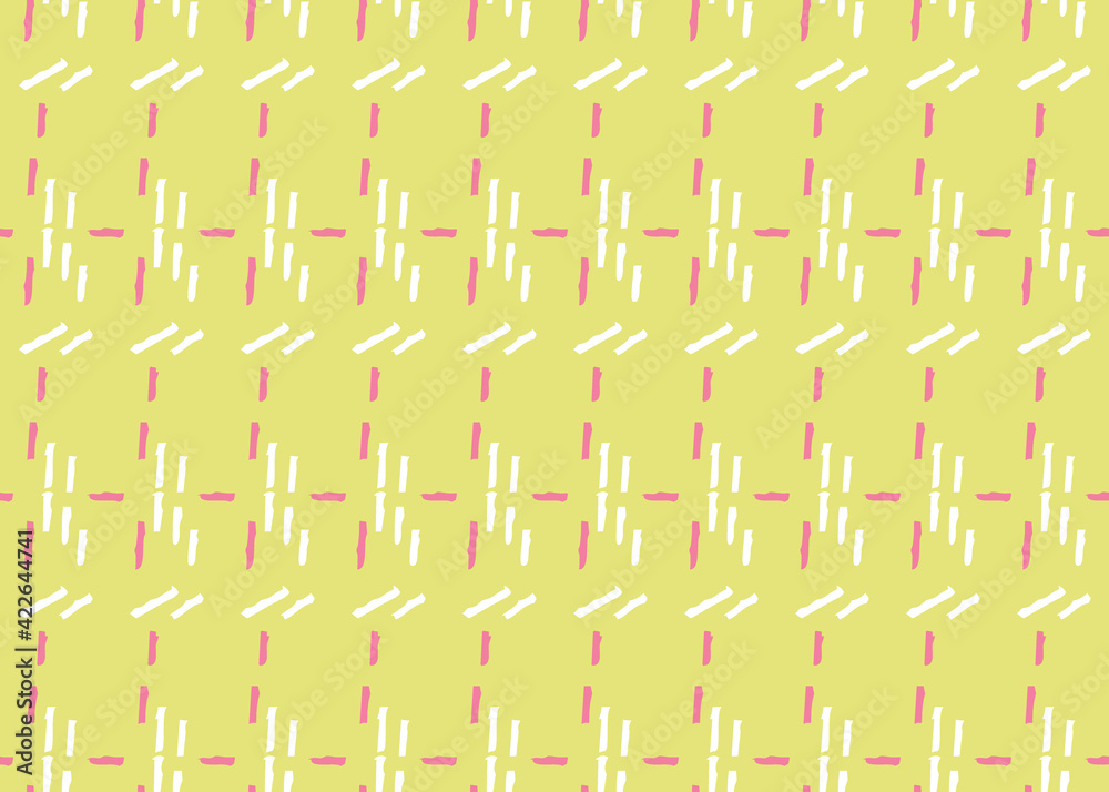 Vector texture background, seamless pattern. Hand drawn, yellow, pink, white colors.
