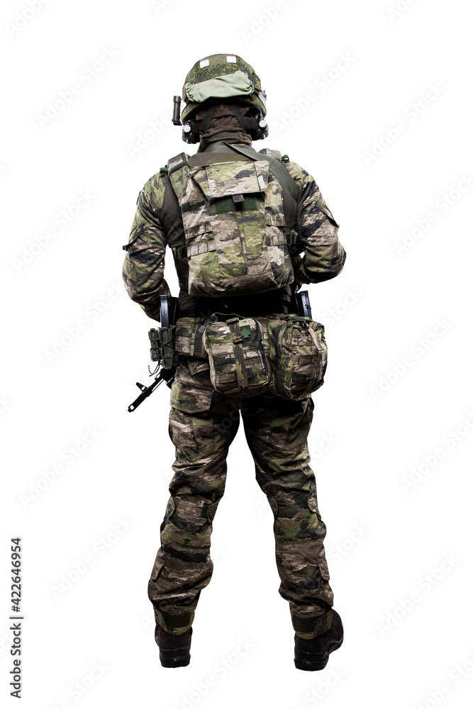 Male soldier in masking camo suit. Shot in studio. Isolated with clipping path on white background. Male soldier in masking camo suit. Shot in studio. Isolated with clipping path on white background.