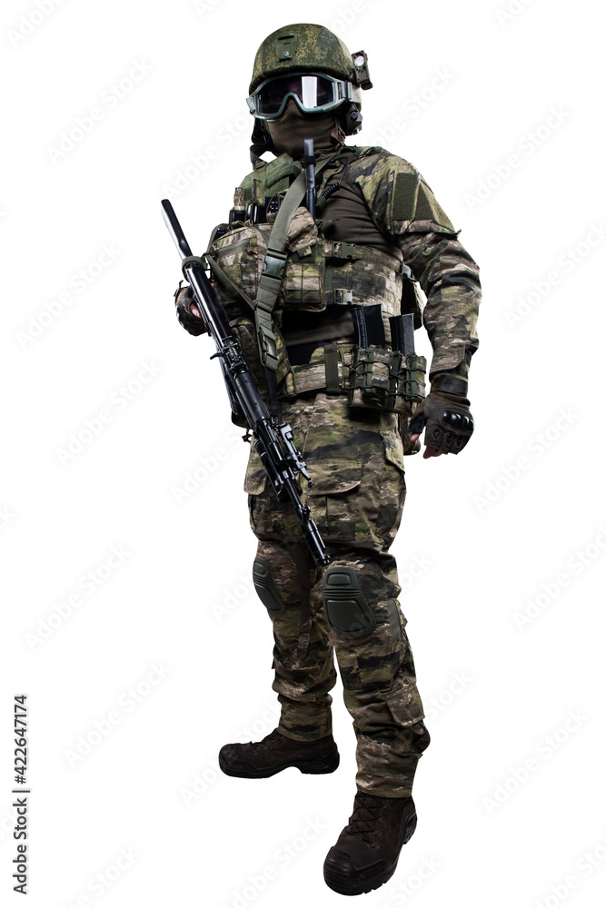 Male soldier in masking camo suit. Shot in studio. Isolated with clipping path on white background. Male soldier in masking camo suit. Shot in studio. Isolated with clipping path on white background.