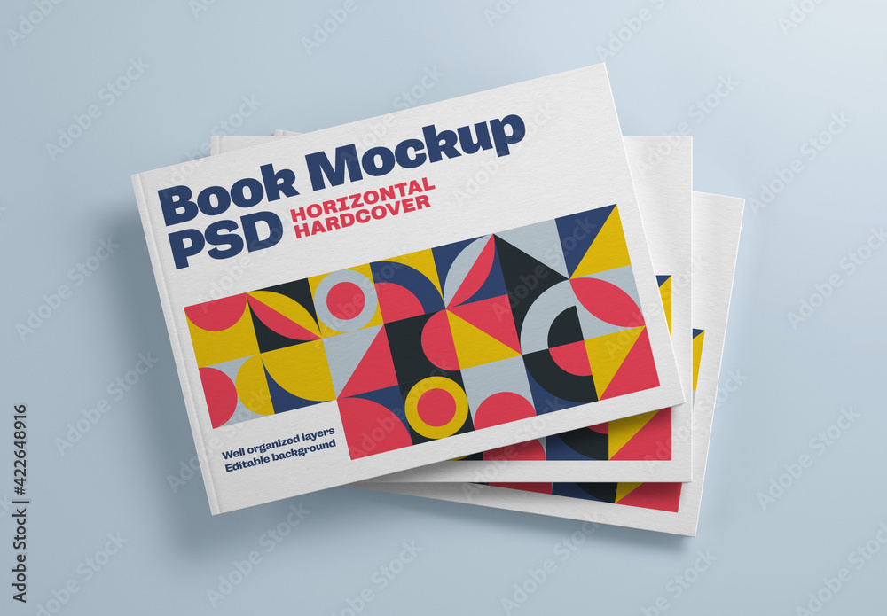 Horizontal Book Hardcover Mockup Stock Template | Adobe Stock