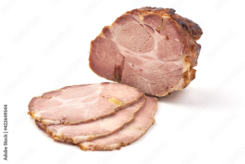 Boiled pork, isolated on white background Boiled pork, isolated on white background