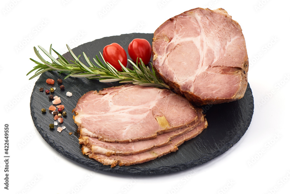 Boiled pork, isolated on white background Boiled pork, isolated on white background