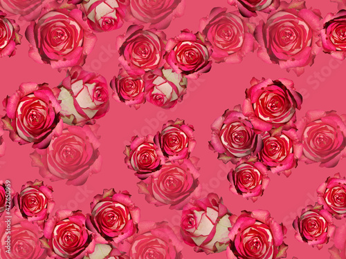 Seamless floral pattern with pink roses