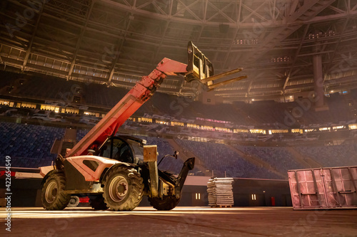 Lifting machine inside stad...