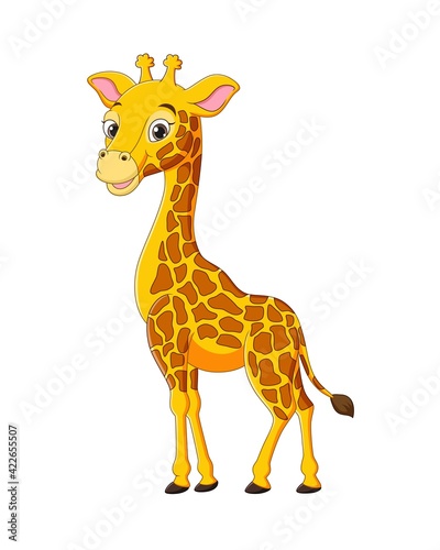 Cute giraffe cartoon on white background