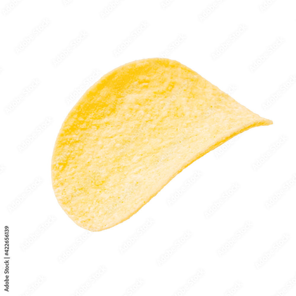 yellow potato chip isolated on white background. chip slice cut out yellow potato chip isolated on white background. chip slice cut out