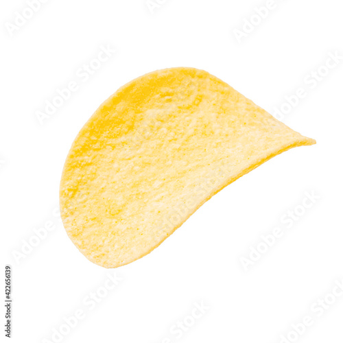 yellow potato chip isolated on white background. chip slice cut out