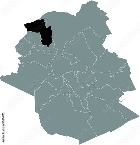 Black location map of the Brusselian Jette municipality inside the Belgian capital city of Brussels  Belgium