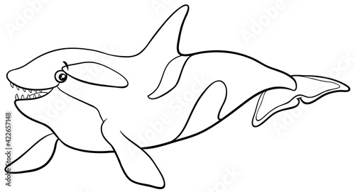 cartoon orca or killer whale animal character coloring book page