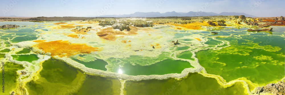 Paysage volcanique de Dallol dans le désert de Danakil en Éthiopie
