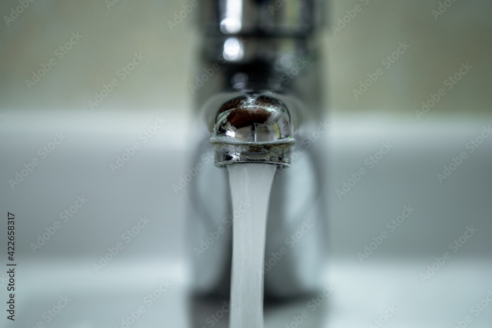 Tap Water Flow wastage,falling potable water drop,pure water