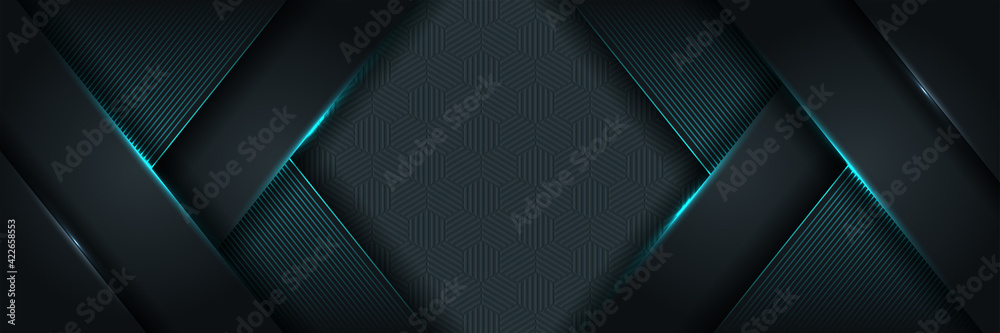 Dark blue abstract dynamic background with overlap layers. 3d cover science, futuristic, energy technology concept of business presentation banner for sale event night party Dark blue abstract dynamic background with overlap layers. 3d cover science, futuristic, energy technology concept of business presentation banner for sale event night party