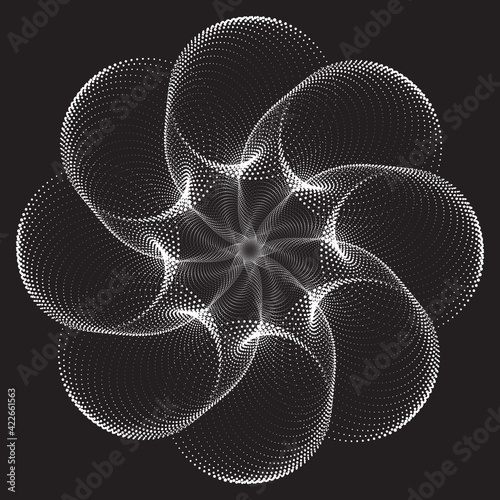 Flower. Dotted Halftone Vector Spiral Pattern or design element