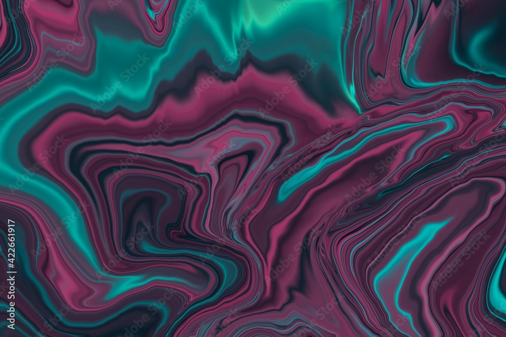 Obraz premium Trendy nature marble pattern. Abstract fluid art. Luxury alcohol ink painting. Swirls of semi-precious stones, ripples of agate. Layout element for social networks, calling card, cover, brochure. 