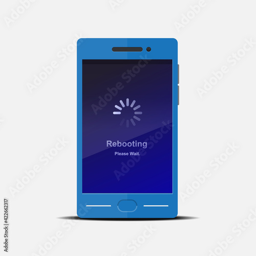 Smartphone slowly rebooting isolated on white background vector illustration.