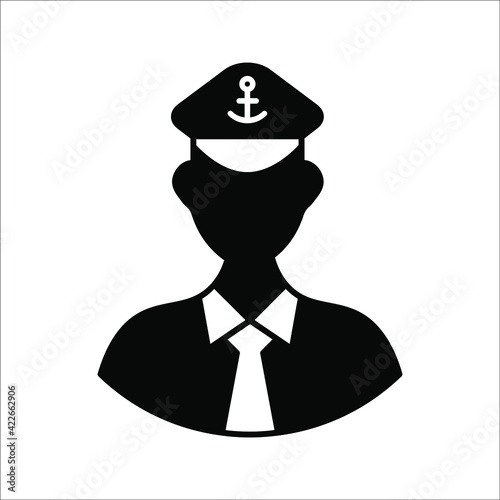 Captain sign. Navy officer figure. Naval admiral. Sailor human dummy profile. Flat minimalist design. on white background
