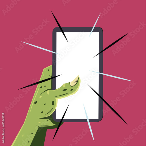 Smartphone in zombie hand