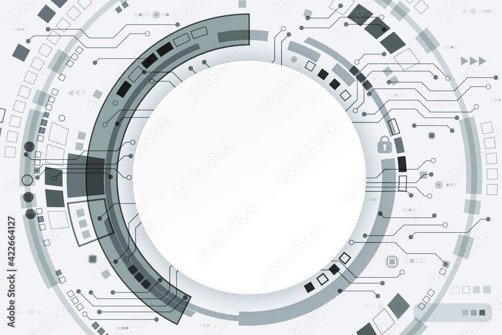 Vector circuit board cyber security on white background for technology background Vector circuit board cyber security on white background for technology background