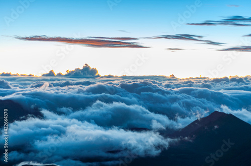 Early Morning Sunrise on top of the Volcano at Haleakala National Park, Maui, Hawaii, United States