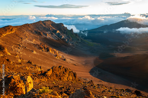 Early Morning Sunrise on top of the Volcano at Haleakala National Park, Maui, Hawaii, United States