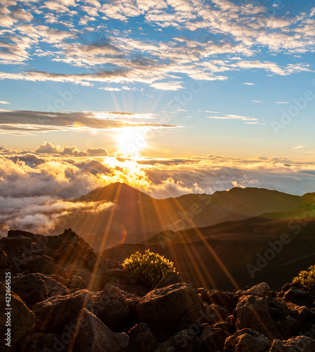 Early Morning Sunrise on top of the Volcano at Haleakala National Park, Maui, Hawaii, United States