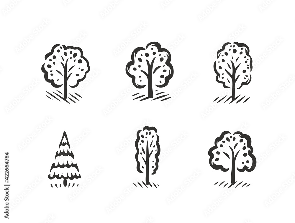 Tree symbol set. Nature concept vector illustration Tree symbol set. Nature concept vector illustration