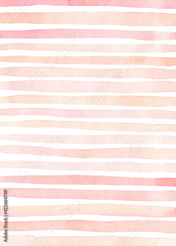 Abstract striped background with watercolor lines in pastel colors. Muted pink and peach colors. Perfect for cards, invitations, covers, decorations.