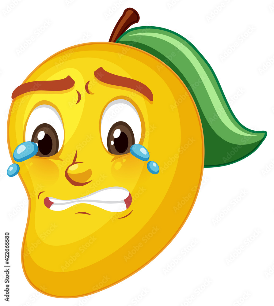 Fototapeta premium Mango cartoon character with facial expression