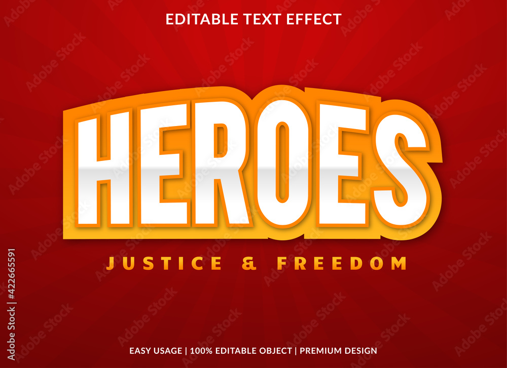 heroes text effect template design use for business brand and logo heroes text effect template design use for business brand and logo
