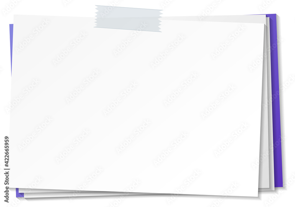 Empty paper note template stick with tape Empty paper note template stick with tape