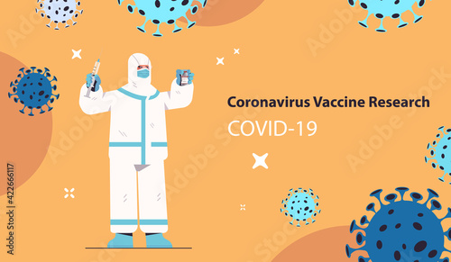 scientist developing coronavirus vaccine in lab vaccine development fight against covid-19 concept