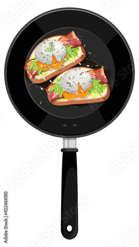 Breakfast in the pan isolated