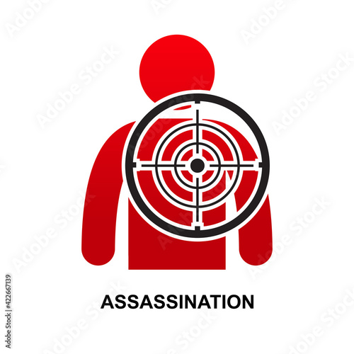 Assassination icon isolated on white background vector illustration.