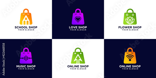 creative shopping bag logo collection design template