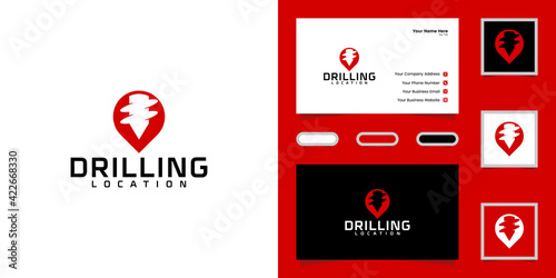 modern drill logo design template and business card