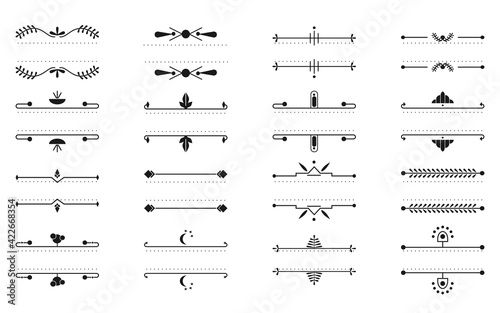 Set of text frames thin line. Graphic decorative element in art deco, retro, floral ornament design for book page text, card, menu. Elegant decor text frame contour. Isolated vector illustration