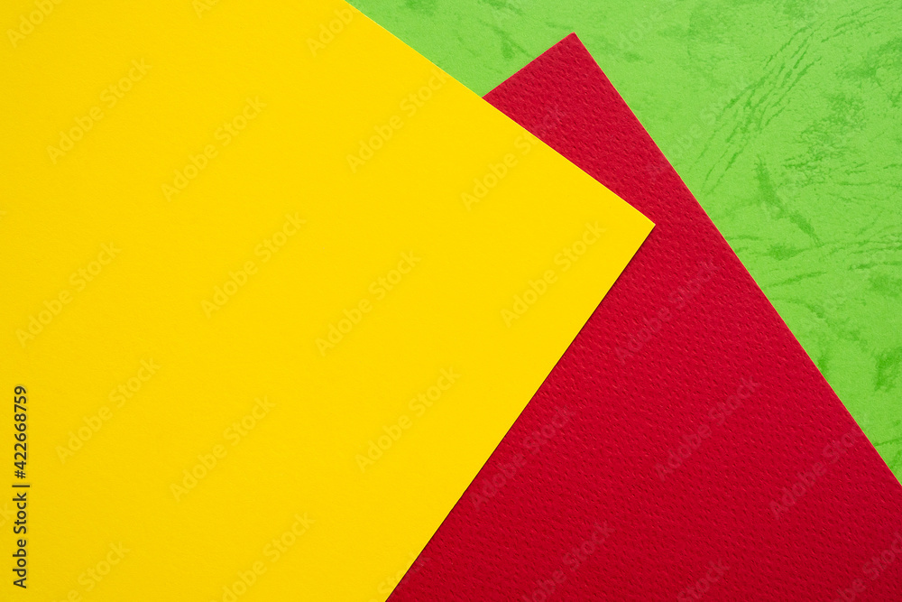Papers yellow red green chape background. design colorful abstract ...
