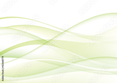 淡い緑のウェーブ 抽象的な背景 © メガネ