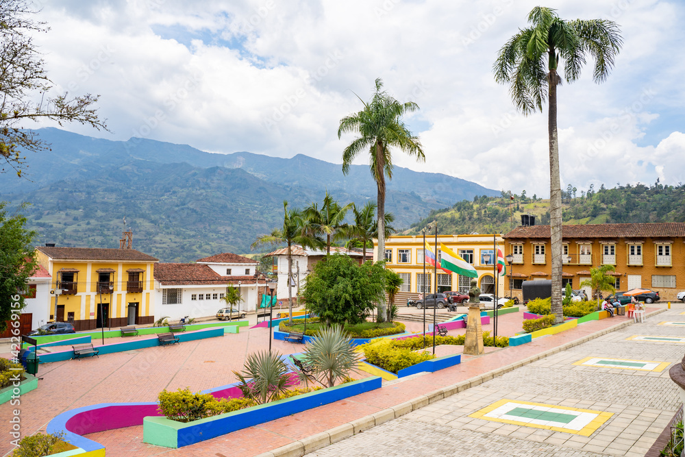 central square of Chinavita, Boyaca, Colombia