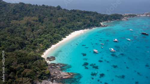 Beautiful nature seascape of sky blue sea rock at Similan island no.8, Similan National Park, Phang Nga, Thailand