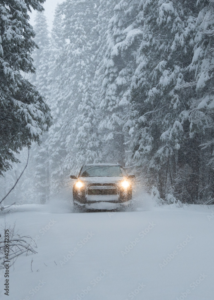 driving through the snow with a 4runner driving through the snow with a 4runner