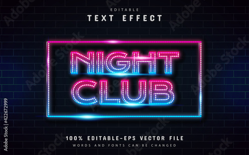 Night club text, neon style text effect